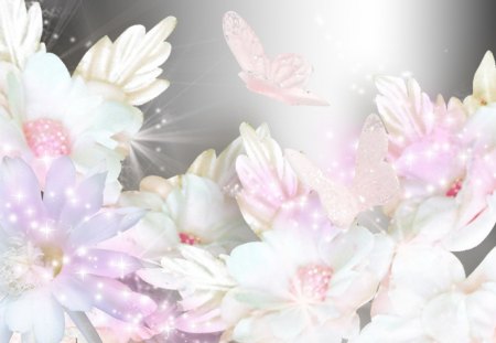 So Delicate - dainty, airy, summer, refined, butterflies, spring, sparkles, light, pink, stars, leaves, flowers, exquisite, nuanced, sparkle, delicate, silver, lights, subtle, shine