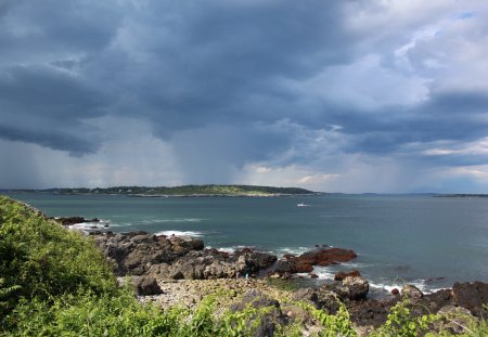 Ocean Storm - storm, ocean, far, rain