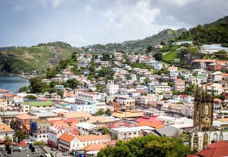 A Grenadian Village - village, grenadia, view, hillside