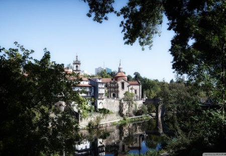 castle in amarante portugal - river, city, trees, castle