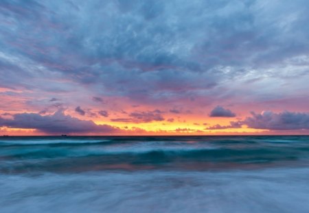 divine light - ocean, colors, sunset, clouds