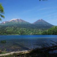 mount akan over lake onneto japan