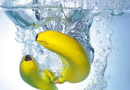 Fruit drop - drop, water, yellow, clear, fruit, banana