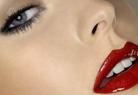 Blue Eyes & Red Lips - beautiful, photography, photoshop, eyes, beauty, sweet, red lips, lips, woman, model, face, sexy, blue eyes