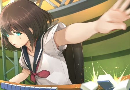 Saki Achiga - anime, girl, pretty, playing