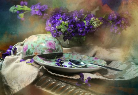 Time For Tea - flowers, still life, tea, time