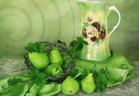 Green Pears - nature, still life, green, pears