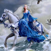 Girl on a white horse