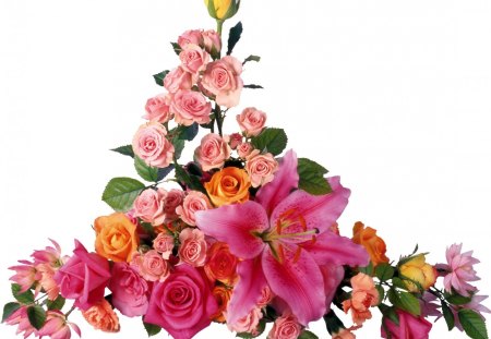 flower table arrangement - flower, rose, pink, lily, arrangement