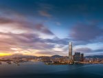 beautiful sunset on hong kong