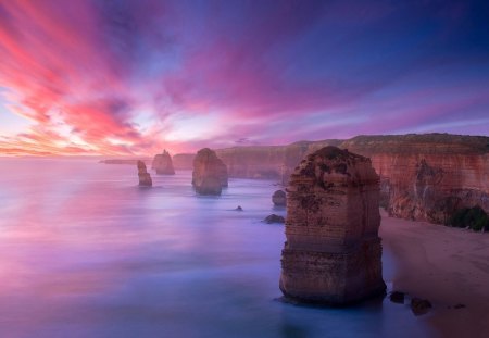 rugged pink sea coast