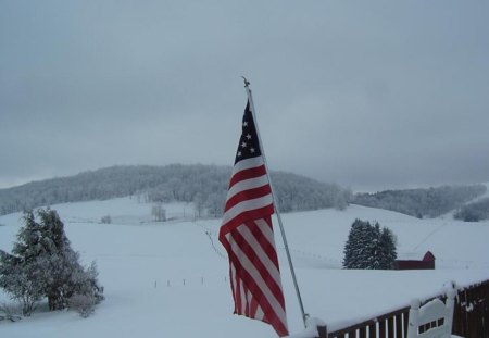 Winter in Mountains of WV - nature, flag, snow, winter, mountains