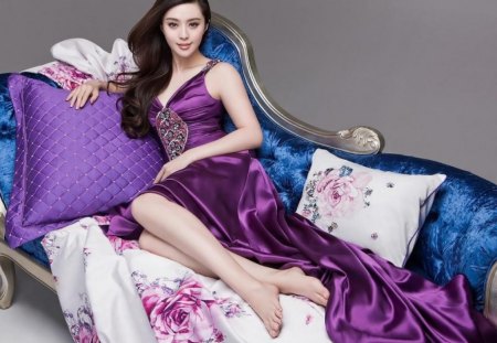 china doll - purple, sweet, lovely, dress