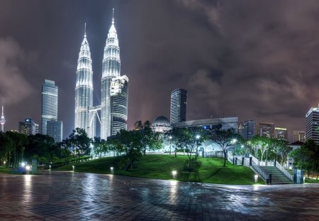 Kuala Lumpur - structure, place, night, famous, architecture, buildings