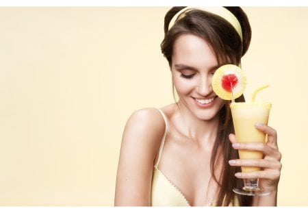 Delicious Summer☀ - young girl, yellow, summer, delicious, beautiful, fashion, entertainment, sweet, cocktail, precious, smile, gorgeous