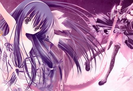 Anime - anime, long hair, ribbon, girl