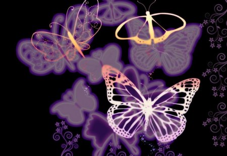 fantasy butterflies - beauty, purple, fantasy, butterflies