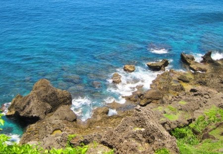 Shooting from the cliff - beautiful ocean, coast, rocks, reefs