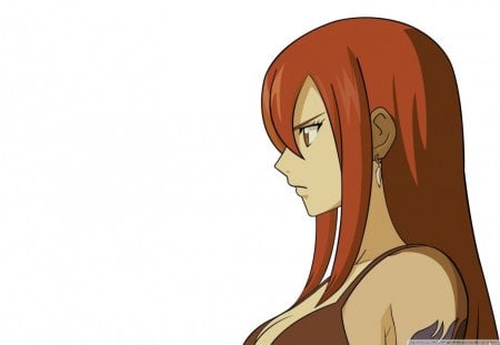 Erza - attack, girl, myst, fairy tail, love, long hair, move, skill, red hair, erza, white, fate, sexy