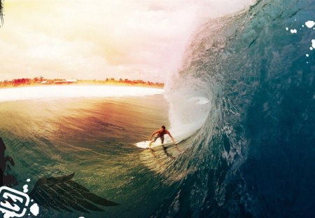 QUITE A RIDE - sports, oceans, water, surfing, sea, giants, breakers, surf, waves