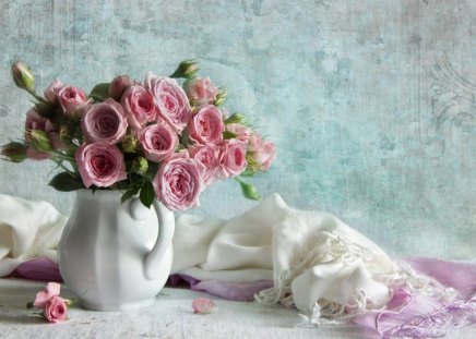 pink roses bouquet - flowers, bouquet, still life, roses