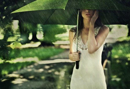 rainy afternoon - pretty, fantastic, people, amazing, great, stunning, umbrella, rain, nice, outstanding, super, beautiful, girl, rainy afternoon, wonderful, marvellous, picture, awesome, model, skyphoenixx1, adorable, park, wallpaper