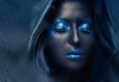 	♥ BlueWoman ♥ - make-up, blue, woman, model