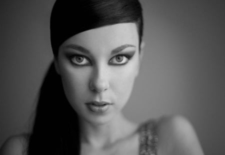 Every time I look into your eyes - feel, woman, beautiful, eyes, portrait, face, black and white