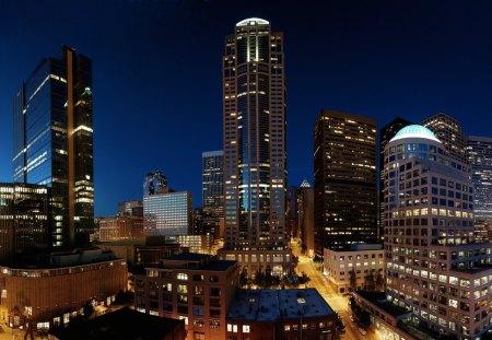 Seattle Night Lights - night, skyline, lights, seattle