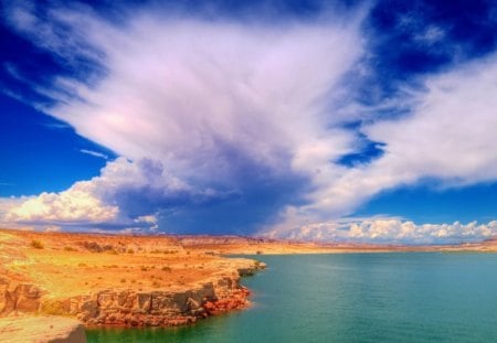 Canyon Lake - clouds, nature, blue, beautiful, lake, sky, canyon