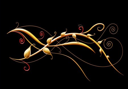 Abstract Swirls - curly, curves, abstract, red, gold, swirls, leaves