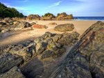 rocks on a beach in japan