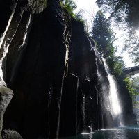 waterfall in chasm in japan