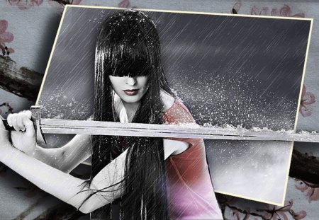 wallpaper samurai girl 1 - digital art, anime, samurai girl, wallpaper