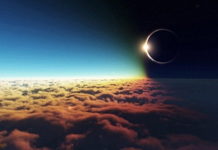 SOLAR ECLIPSE - moon, earth, space, cg, skies, universe, shadows, 3d, sun