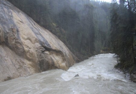 River Shaped the Rock for Centuries. - trees, nature, rock, Rivers, Photography