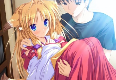 cute anime couple - anime, woman, male, art