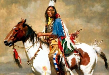 sitting bull wallpaper - painting, art, horse, people