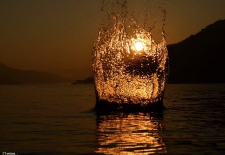 epic - rock, splash, water, sun