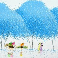 Blue Trees Painting