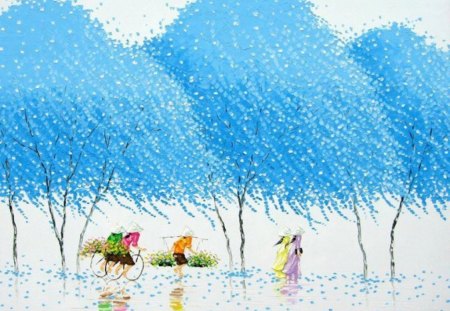 Blue Trees Painting