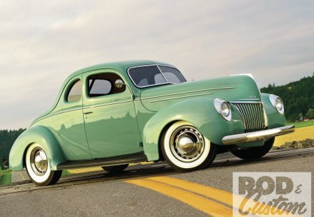 Sheâ€™s So Fine, My â€™39 - ford, lite green, classic, white walls