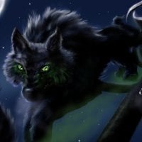 wolf with green eyes