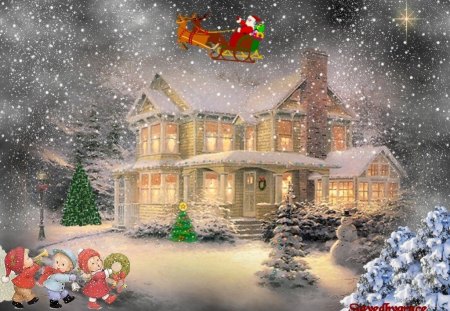 snowy christmas - scenic, winter, nature, home