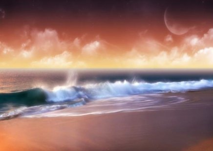 Dreamy Beach - moon, unreal, soft, utopian, dream, fantasy, hazy