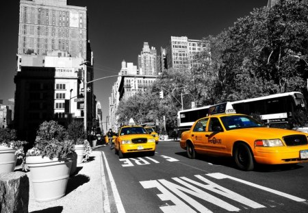 New York City - taxi, street, york, new