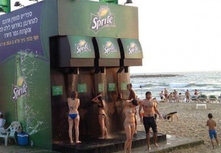 Beach Drinks - beach, sprite, funny, shower, soda