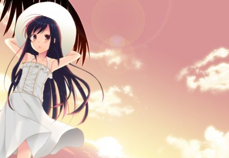 Kuroyukihime - girl, hat, female, paradise, long hair, accel world, kuroyukihime, anime, dress