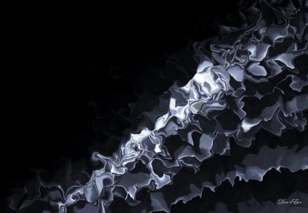 Quicksilver - widescreen, abstract, black, grey, satin, blue, flowing