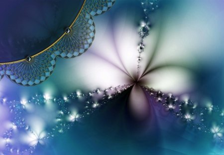 Soft Lights - flowers, abstract, white, purple, blue, lights, fractal